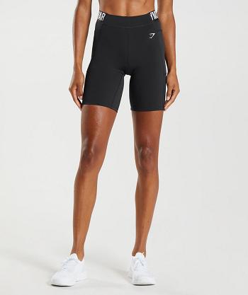 Dámské Šortky Gymshark Tréninková Brandmark Cycling Černé | CZ 3905LIS